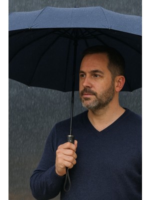 Normadia 16 Telli Otomatik Şemsiye Siyah ve Lacivert, Kılıf ve Kutulu