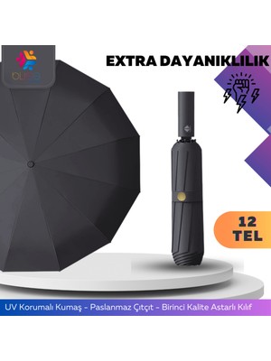 12 Telli Otomatik Katlanabilir Şemsiye, Hafif ve Dayanıklı Tasarım