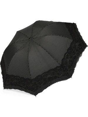 Normadia Şık Siyah Dantelli Şemsiye, Zarif ve Kullanışlı Tasarım