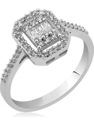 Inure Jewelry Gümüş Baget Kesim Bayan Yüzük