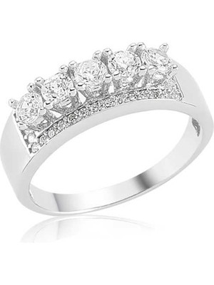Inure Jewelry Gümüş 5 Taş Bayan Yüzük