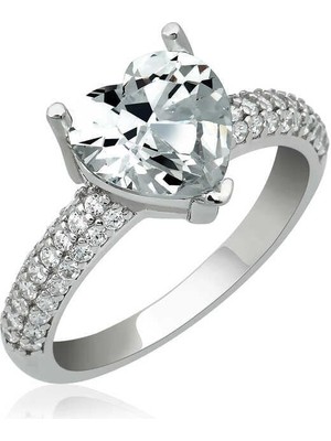 Inure Jewelry Gümüş Kalp Montür Bayan Yüzük