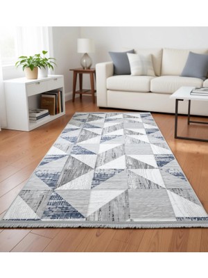 Yağmurser Ekselans Yumuşak Dokulu Kaymaz Taban Halı Yolluk 3057 Mavi