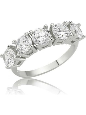 Inure Jewelry Gümüş 5 Taş Bayan Yüzük
