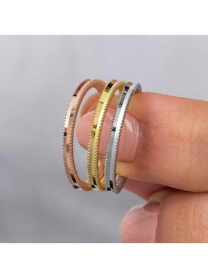 Inure Jewelry Gümüş 3 Renk Ajda Kadın Yüzük