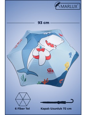 Sevimli Balık Desenli Renkli Fiber 6 Telli Çocuk Şemsiyesi