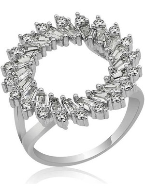 Inure Jewelry Gümüş Trapez Taşlı Bayan Yüzük