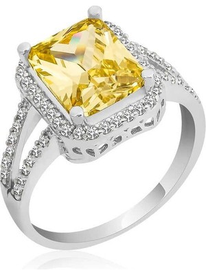 Inure Jewelry Gümüş Baget Kare Bayan Yüzük