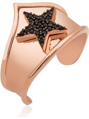 Inure Jewelry Gümüş Rose Yıldız Desenli Eklem Yüzük