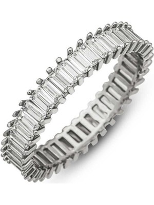 Inure Jewelry Gümüş Baget Taşlı Tamtur Kadın Yüzük