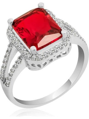 Inure Jewelry Gümüş Baget Kare Bayan Yüzük