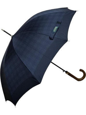 April Erkek Baston Şemsiye, Ahşap Sap, Siyah, 100 cm Çap