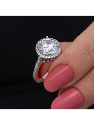 Inure Jewelry Gümüş Yuvarlak Montür Tek Taş Kadın Yüzük