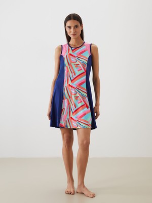 Lc Waikiki Yeni Sezon Bisiklet Yaka Desenli Kadın Tesettür Mayo Takımı