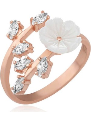 Inure Jewelry ​gümüş Rose Beyaz Bahar Çiçeği Yüzük