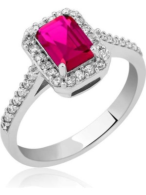 Inure Jewelry Gümüş Baget Kare Bayan Yüzük