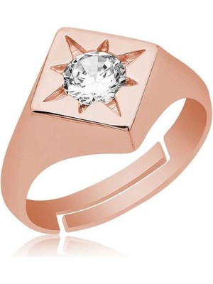 Inure Jewelry ​gümüş Ayarlanabilir Rose Kutup Yıldızı Şovalye Yüzük