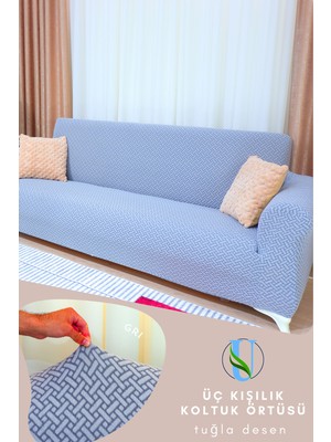 Uy Style Tuğla Desen 3kişilik Koltuk, Kanepe,çekyat Örtüsü,esnekli,likrali Koltuk Kılıfı