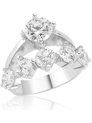 Inure Jewelry Gümüş 5 Sıra Tek Taş Bayan Yüzük