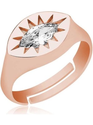 Inure Jewelry ​gümüş Ayarlanabilir Rose Kuzey Yıldızı Şovalye Yüzük