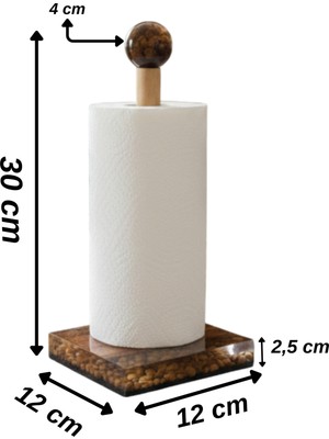 Af Epoxyart Premium El Yapımı Gerçek Kahve Çekirdekli Epoksi Kağıt Havluluk - Tezgah Üzeri Doğal Ahşap Tasarım - Modern ve Şık Dekoratif Epoksi Tasarım
