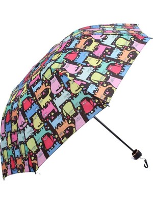 Normadia Kedi Desenli 8 Telli Rüzgarlık Manuel Şemsiye, Şık ve Dayanıklı Tasarım