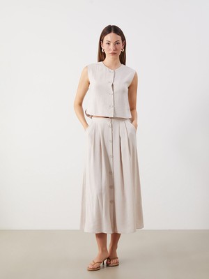 Lc Waikiki Yeni Sezon Beli Lastikli Dokulu Pileli Etek