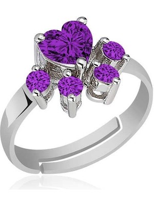 Inure Jewelry Gümüş Mor Kedi Patisi Yüzük