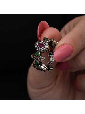 Inure Jewelry Gümüş Ayarlanabilen Otantik Mekik Kadın Yüzük