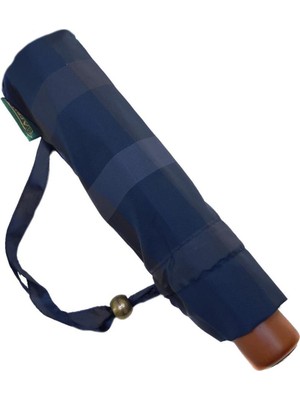 Normadia Otomatik Açılır Bayan Şemsiye, Lacivert-Yeşil Ekose, 90 cm Çap, 30 cm Çanta