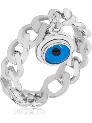 Inure Jewelry Gümüş Zincir Nazar Göz Bayan Yüzük