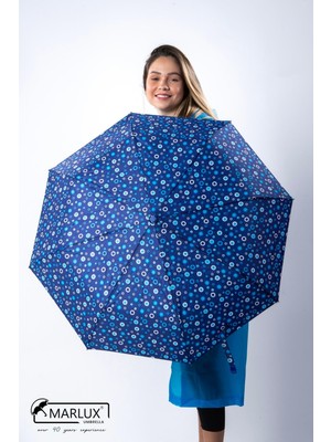 Normadia Lacivert Puantiyeli Tam Otomatik Kadın Şemsiye, Şık ve Hafif Tasarım