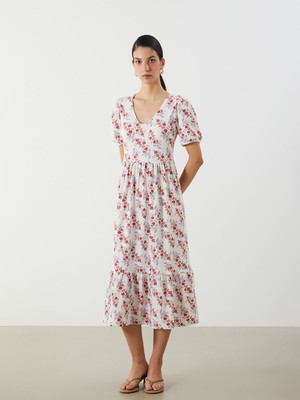 Lc Waikiki Yeni Sezon V Yaka Çiçekli Elbise