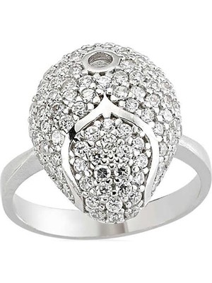 Inure Jewelry Gümüş Beyaz Taşlı Bayan Yüzük