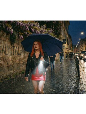 Mavi LED Fenerli Otomatik Şemsiye, Gece Güvenli Yağmur Koruma