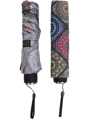 Etnik Desenli Sekiz Telli Rüzgara Dayanıklı Şemsiye