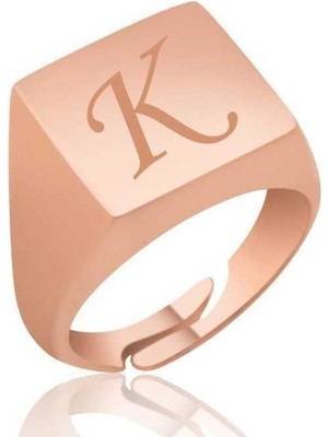Inure Jewelry Gümüş Rose Ayarlanabilir Harfli Şovalye Bayan Yüzük