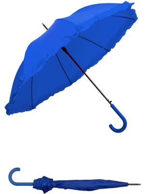 Normadia Rüzgarlı Hava Dayanıklı 8 Fiber Telli Kadın Şemsiye Mavi