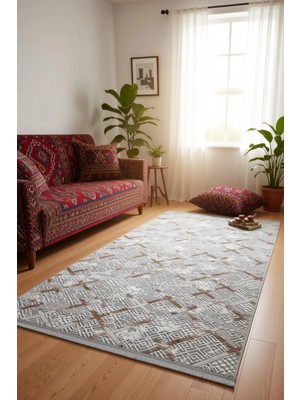 Yağmurser Ekselans Yumuşak Dokulu Kaymaz Taban Halı Yolluk 3047 Kahverengi