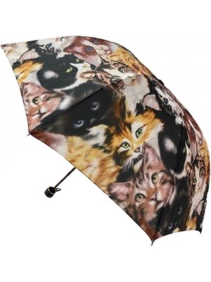 Normadia Kedi Desenli 8 Telli Rüzgar Dayanıklı Şemsiye, Şık ve Hafif Tasarım