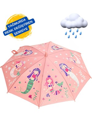 Renk Değişen Deniz Kızı Kız Çocuk Şemsiye, Eğlence Dolu Yağmur Keyfi