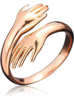 Inure Jewelry Gümüş Rose Sarılan Eller Yüzük