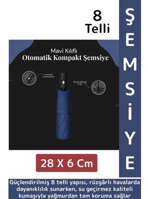 Normadia Kompakt Seyahat Şemsiyesi, Otomatik Açma Kapama, Güçlendirilmiş 8 Telli Kılıf