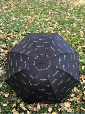 Rüzgarda Kırılmayan Atatürk Imzalı Siyah Kadın Şemsiye