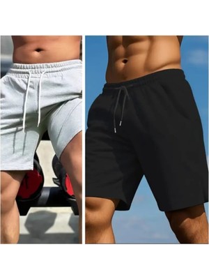 Punix Punıx Büyük Beden Bıg Sıze Tam Yazlık Ter Tutmayan  Erkek Spor 2'li Şort