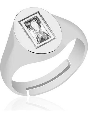 Inure Jewelry ​gümüş Ayarlanabilir Baget Taşlı Şovalye Yüzük