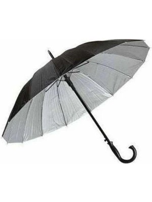 16 Telli Siyah Uzun Baston Şemsiye, Şık ve Dayanıklı Tasarım