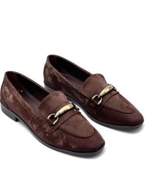 Kindep (Park Moda) Toka Detaylı Günlük Kadın Loafer Ayakkabı Kahve