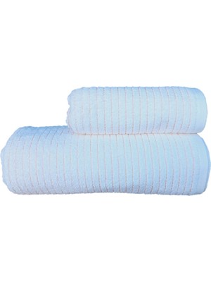 Erteks Havlu Seti Banyo ve El Havlusu Kendinden Turuncu Çizgili Beyaz Modern Yumuşacık