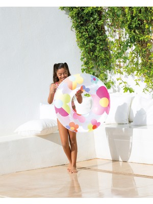 Toha Intex Eğlenceli Desenler Şişme Deniz Simidi 81 cm | Gökkuşağı, Çiçek & Kalp Desenli (8+)